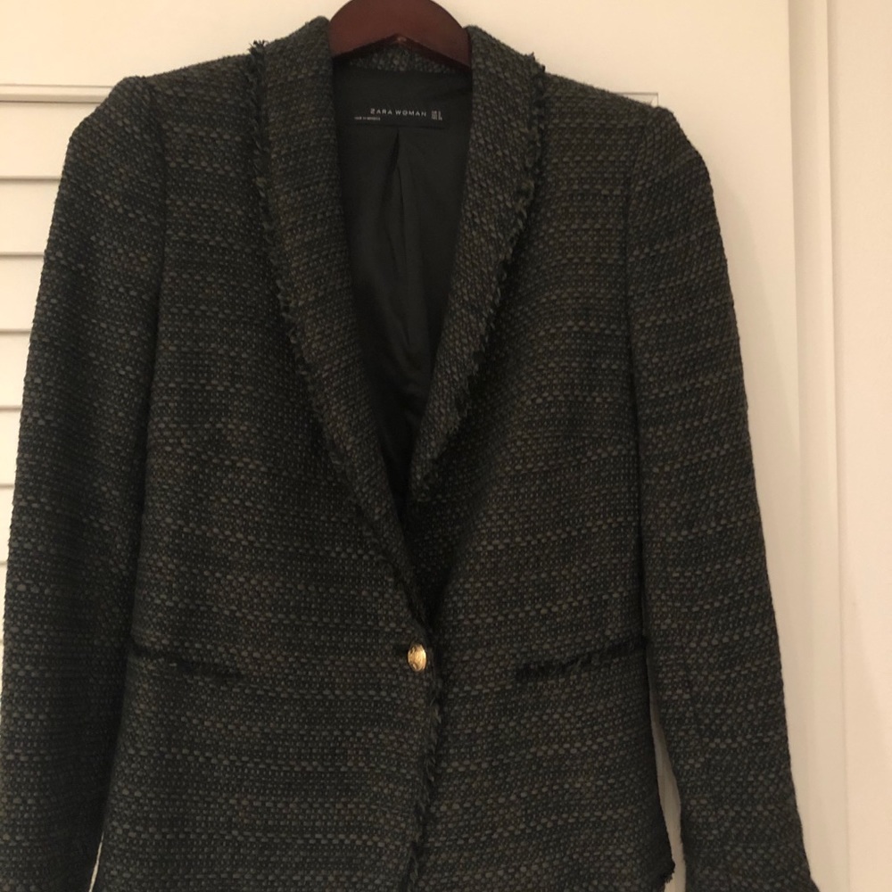 Zara Tweed Blazer Jacket Coat S 4 6 Chanel-esque